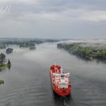 ADFINES SEA Headed Upriver Through American Narrows On Foggy Afternoon